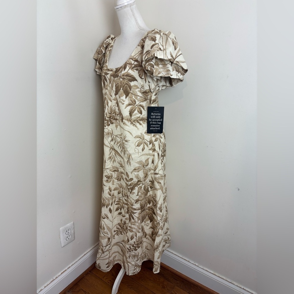 Tuckernuck Dune Breeze Cotton Linen Lily Dress In Cream Botanical Size Large NWT - Picture 6 of 13